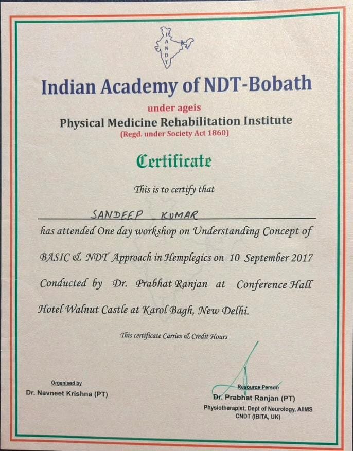 NDT-Bobath Certificate — Indian Academy of NDT
